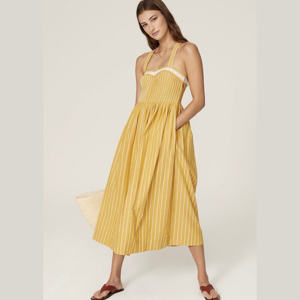 THE GREAT. Laurel Yellow Sundress Sweetheart Stripe size 1 | Small - Picture 4 of 16